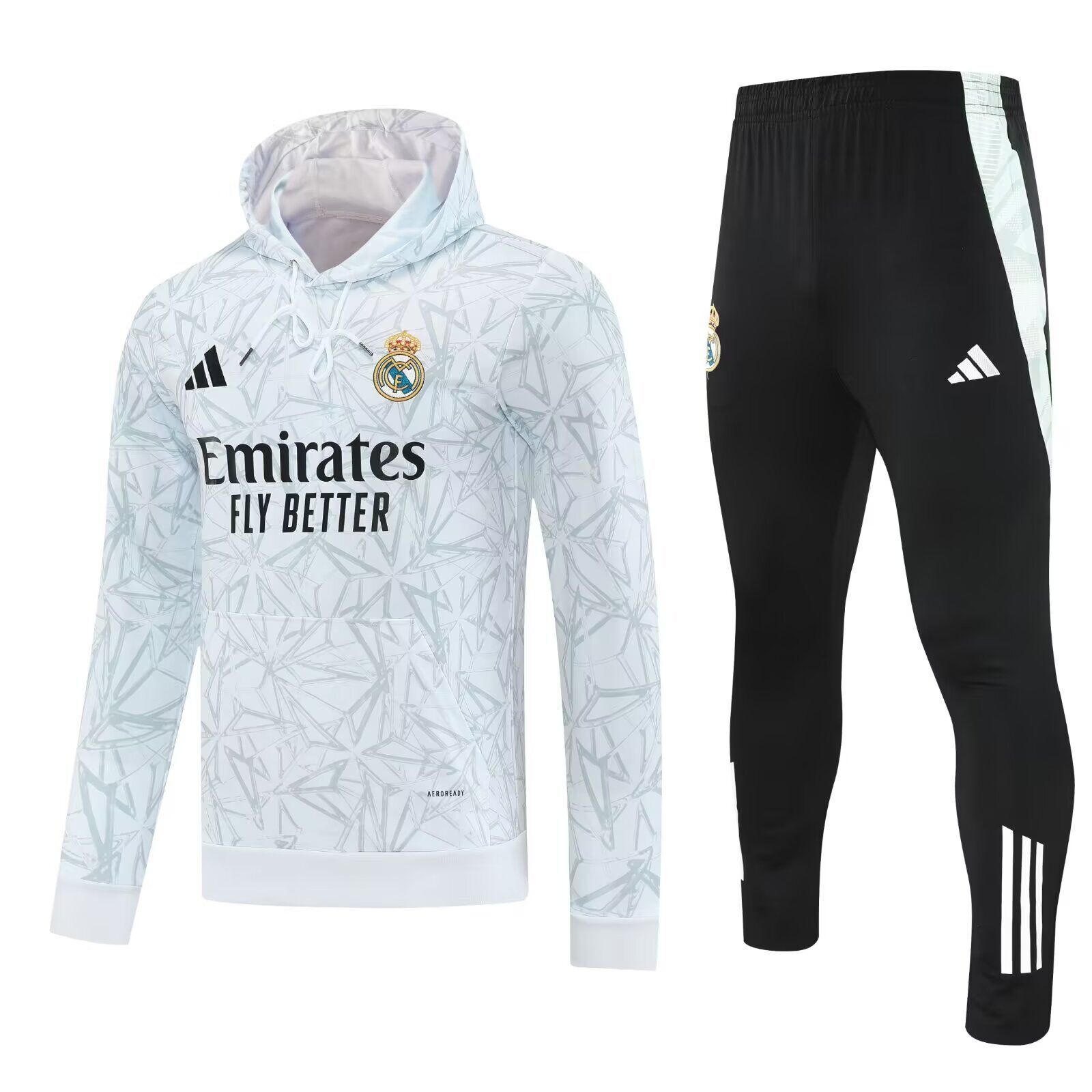 AAA Quality Real Madrid 25/26 Hoodie Tracksuit - White/Grey
